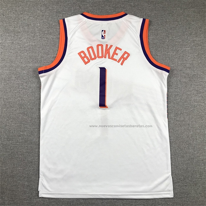 Camiseta Nino Phoenix Suns Devin Booker NO 1 Association 2023-24 Blanco